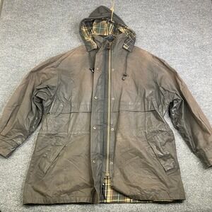 VTG Australian Outback Collection Waxed Cotton Oilskin Jacket Mens XL Brown Hood